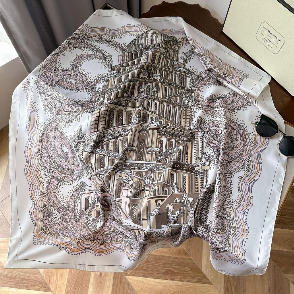 High-quality Luxurious Silk Scarves Headband Scarfs Neck Scarf For Women Chain Silk Scarf Women's Decorative Shawl