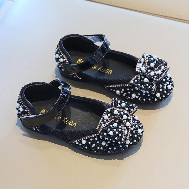 Girls' Rhinestone Princess Bow Shoes for Spring/Autumn 2026 - Perfect for Dance and Performances