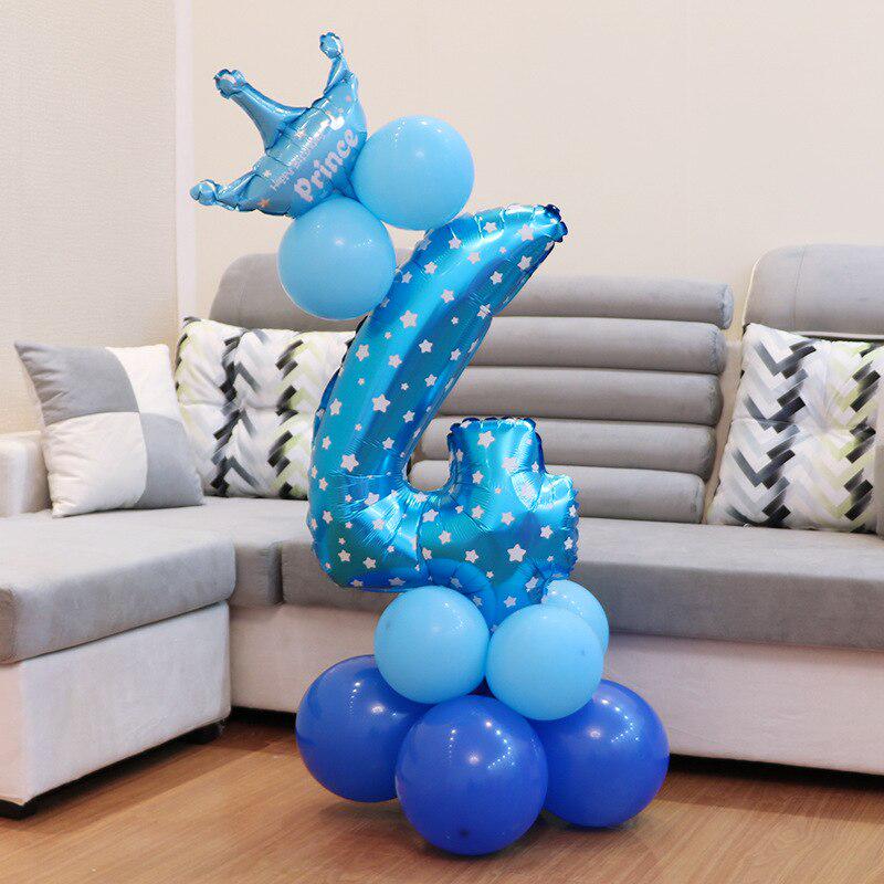 Happy Birthday Balloons Kids 1 2 3 Years Birthday Decoration Pink Blue Number Foil Ballons It's A Boy Girl Baby Shower Party MIT