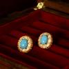 Turquoise Zircon Earrings Retro Light Luxury Temperament Earrings Versatile High-end Earrings