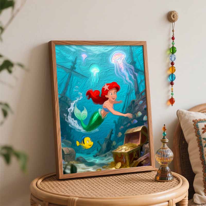 Disney Цифровая масляная живопись DIY масляная живопись ручная роспись русалка подводные сокровища гостиная спальня декоративная картина