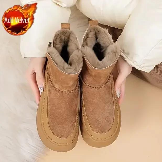 Модные зимние ботинки для женщин Новинка Женская обувь Утепленные Плюс Теплые На Слипонах Ботинки Готика Гяру Y2k Защитные 39 Удобные и Элегантные Горячие