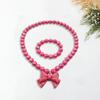 1 Set Princess Gift Necklace Bracelet Set Adorable Bow Candy Color Eco-friendly Bow Necklace for Girls