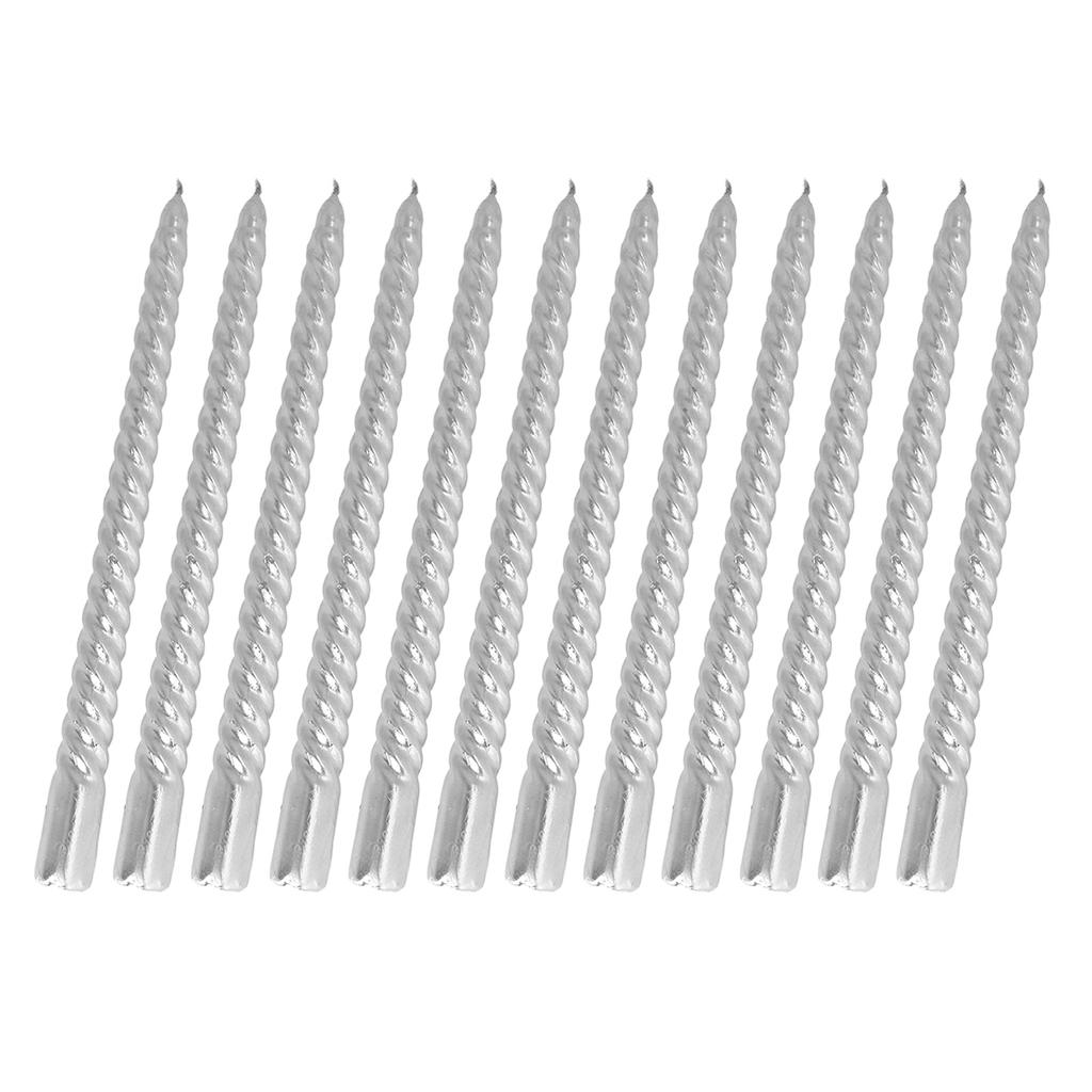 Twisted Long Candle Soy Wax Smokeless Metallic Twisted Candlestick for Wedding Party Silver