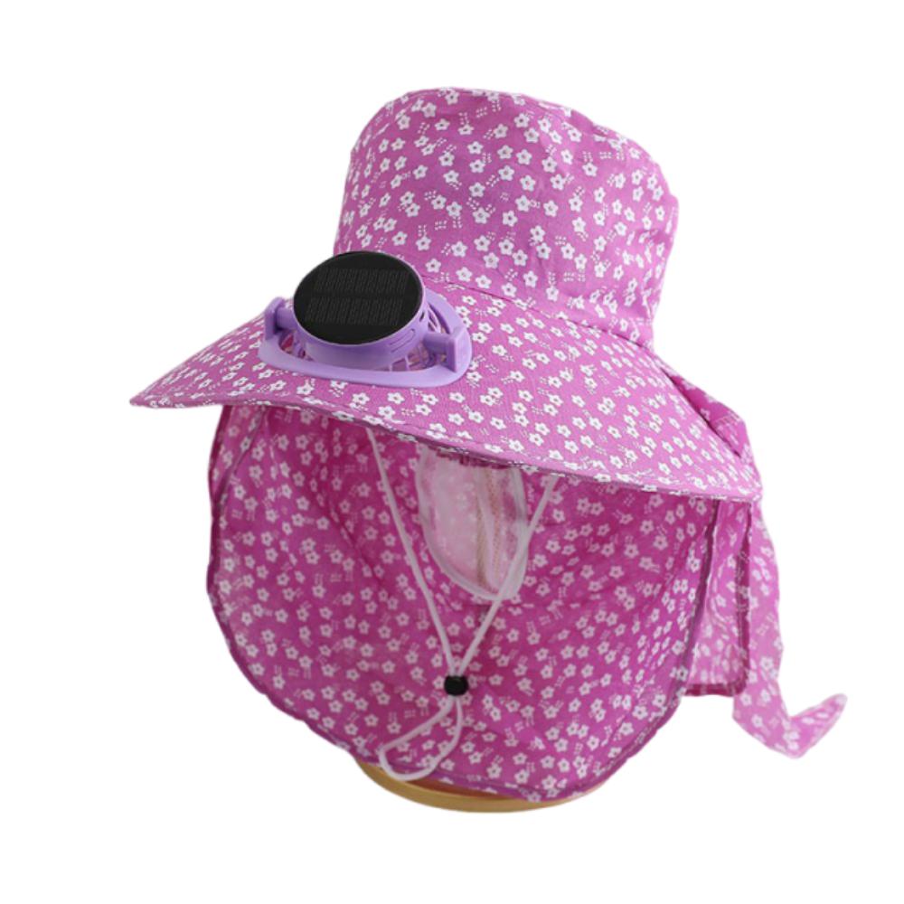 UV Protection Wide Brim Fan Hat Elastic Cooling Sunshade Hat Solar Fan Hat Camping