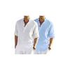 Мужская однотонная классическая рубашка Bellstone из смесовой хлопковой ткани (Kurta800Combo_Белый_Голубой_L