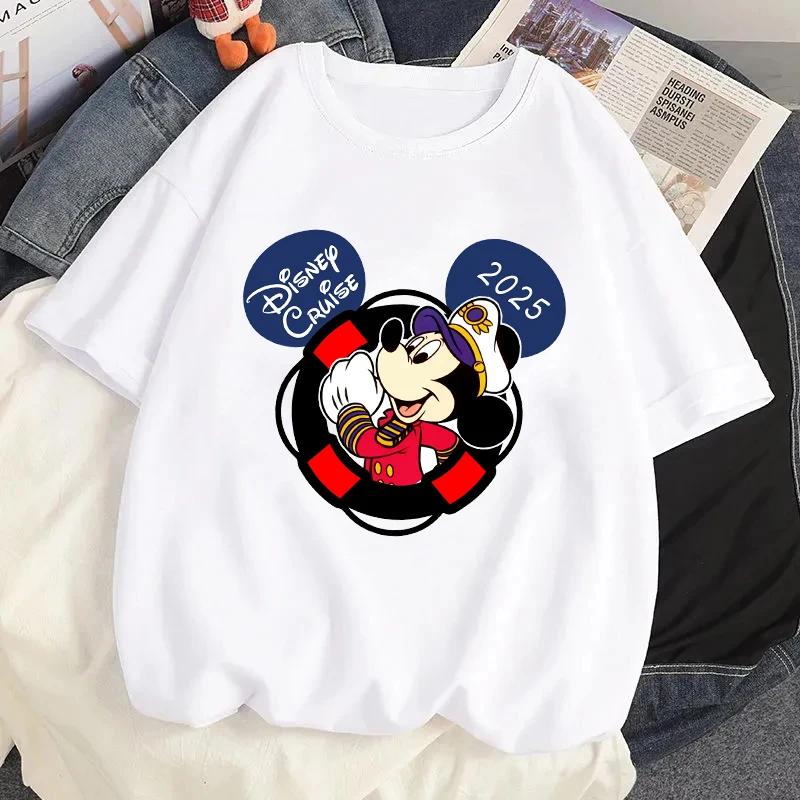 2025 Дисней Семейный Отпуск Графическая Футболка Одежда Лето Женская Повседневная С короткими рукавами Уличная одежда Футболка Футболки Топы