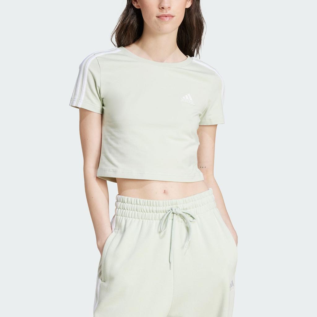 (WMNS) adidas Essentials 3-Stripes T-Shirt Asia Sizing 'Green White' Women's IY4270