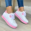 Women's Vulcanized Shoes Sports Shoes 2024 Outdoor Platform Shoes Female Casual PU Fashion Lace-Up Sneakers Women Wedge Flats