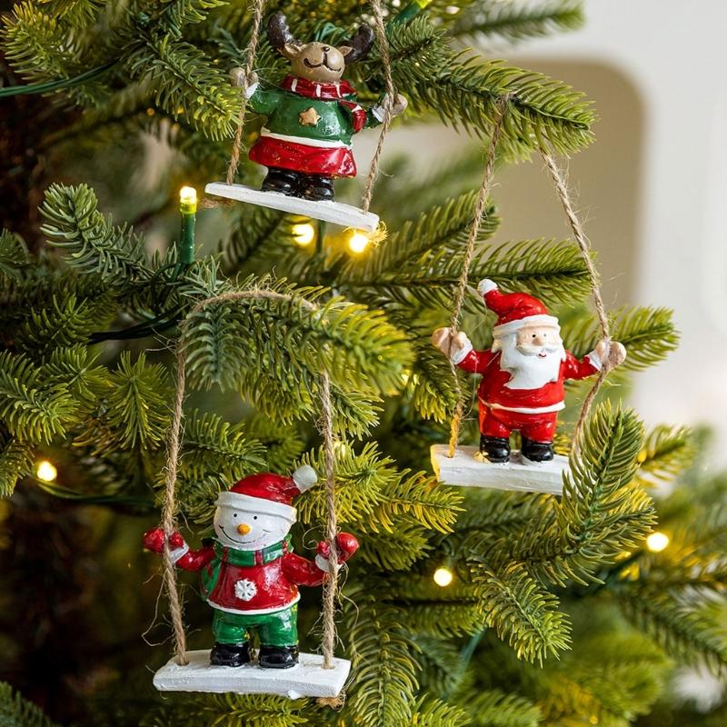 Christmas Swing Ornament User friendly Resin Hanging Decoration For Tree Wall Window Holiday Festival Decors Gift