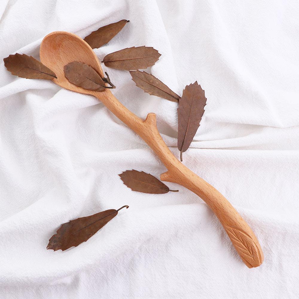 Natural Wood Flatware Tableware Mixing Kitchen Utensil Wooden Spoon Soup Spoon Stirring Spoon