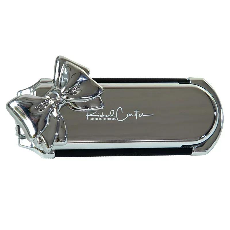 Складная расческа с серебристым бантом и зеркалом, украшенная стразами, косметичка для путешествий, маленькая щетка для волос, инструменты для макияжа