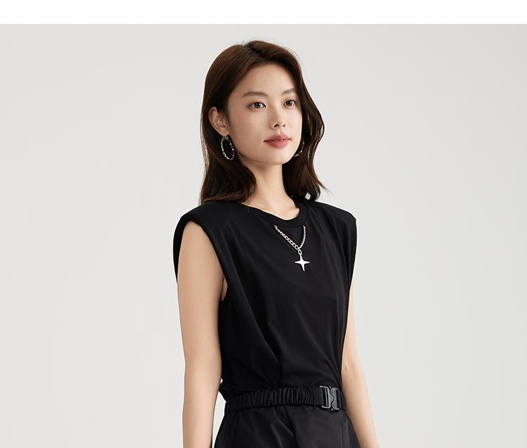 Temperament thin sleeveless dress for women in summer 2026, waist cinching and slimming vest skirt, high-end mid length skirt