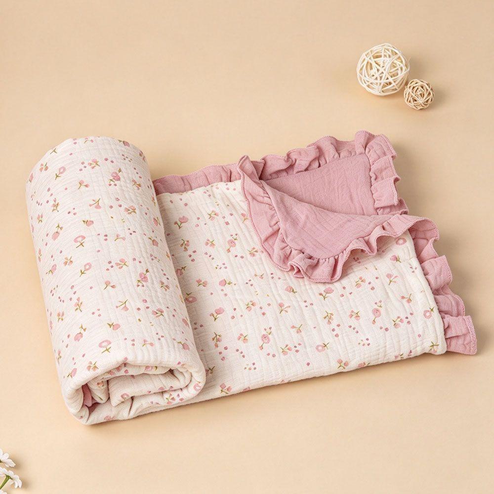 Cotton Baby Swaddle Blanket Ruffled Lace Windproof Cover High Quality Swaddle Wrap Infant