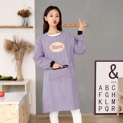 Чистые продукты, женский маслостойкий хлопковый фартук с длинным рукавом для домашней кухни, чистый фартук с карманом