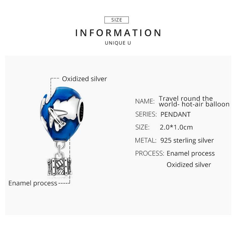 BAMOER Стерлинговое серебро 925 пробы, мини-подвеска с камерой для путешествий по всему миру для женщин, ювелирные украшения