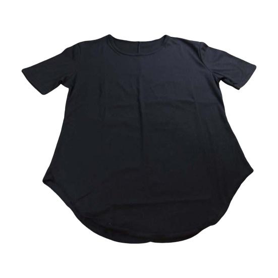 Летняя мужская футболка с круглым вырезом, однотонная, неровный подол, короткий рукав, облегающий пуловер средней длины, повседневный