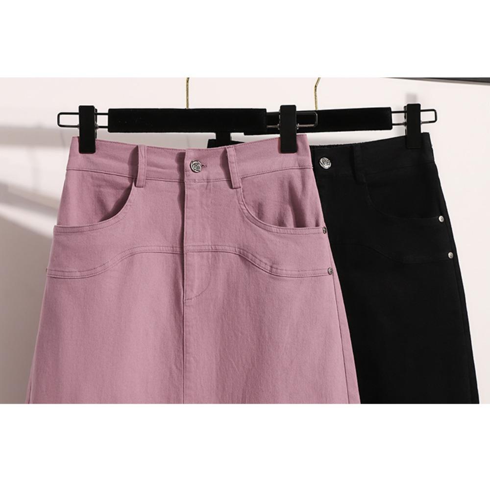 DIMANAF 2025 Большие размеры Новые весенние эластичные хлопковые юбки женские А-силуэта модная свободная юбка с высокой талией винтажное макси