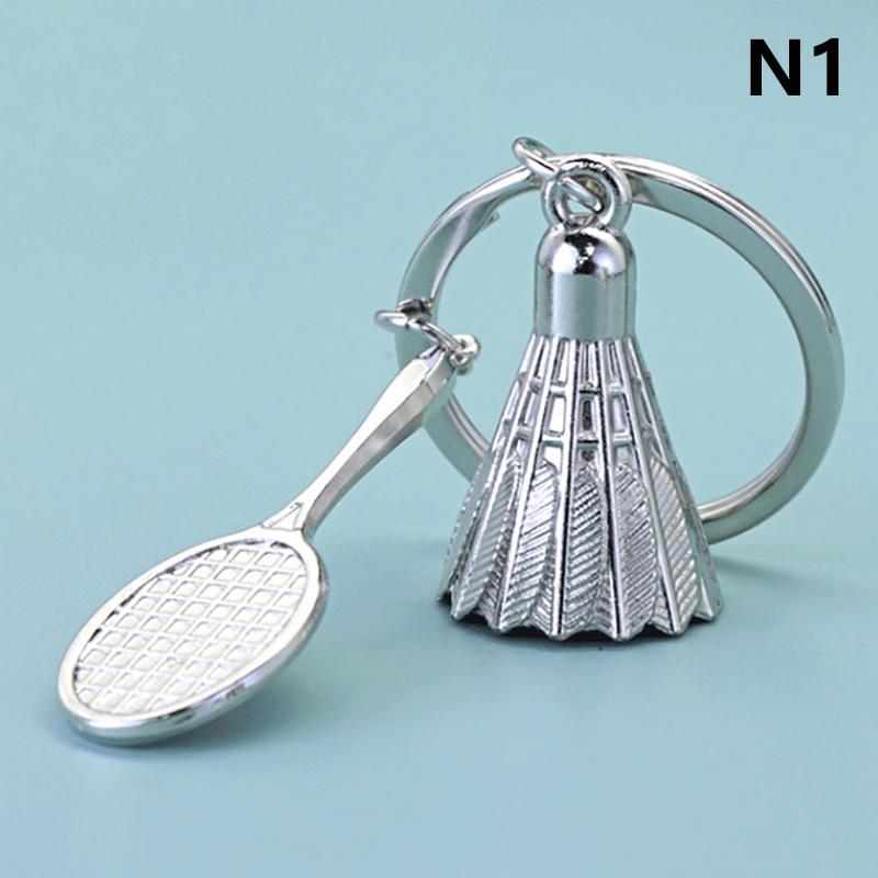 Creative Metal Badminton Racket Pendant Keychain Mini Shuttlecock Sports Keyrings Gift Backpack Purse Key Holder Accessories