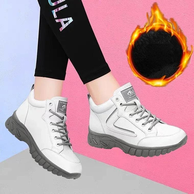 Модные женские кроссовки из высококачественной кожи для легкой атлетики и бега. Женские зимние нескользящие повседневные кроссовки. Женская спортивная обувь для бега трусцой 2024