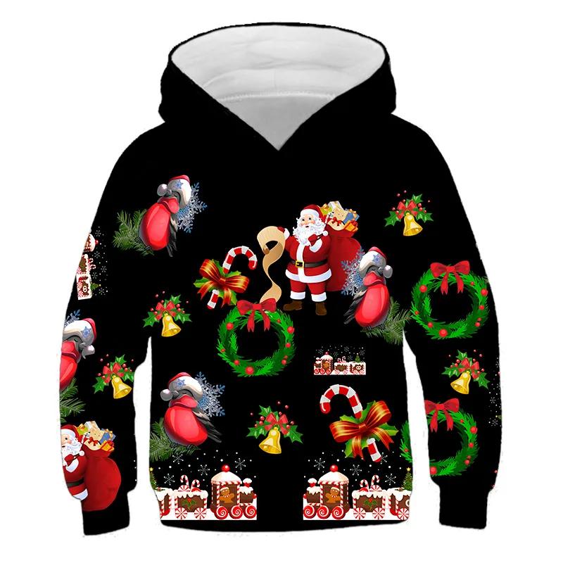 New Kid Hoodies Sweatshirt Boys Girls Christmas Printing Costume Children Clothing Family Party Santa Claus Kids Pullover Coats