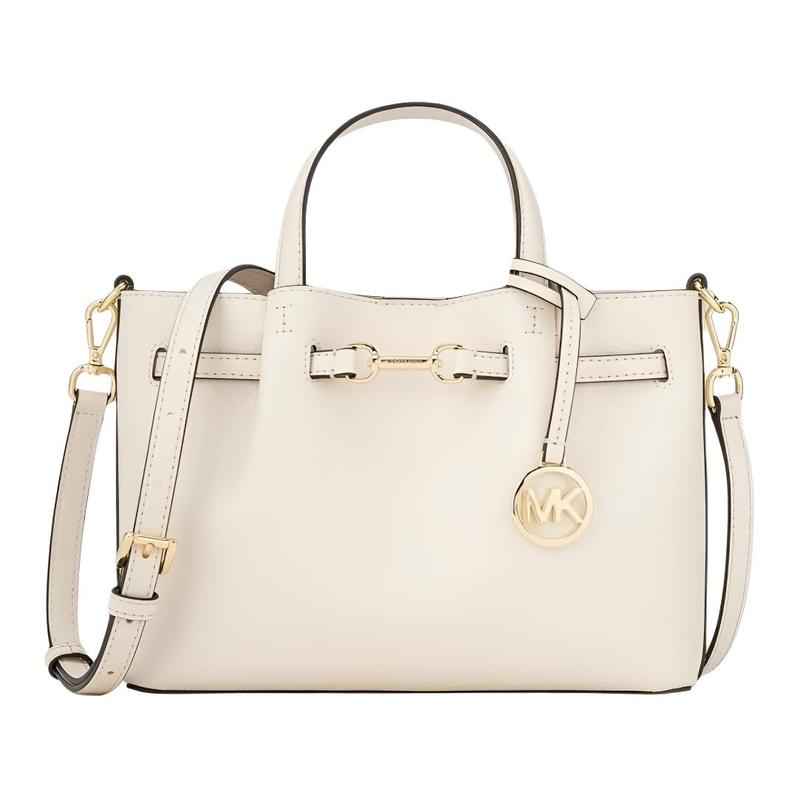 Michael Kors Кожаная сумка-клатч с брелоком-логотипом Carson Center, маленькая, женская, бежевая