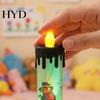 Flameless Halloween Candle Light Electronic Light, Fun Spooky LED Candle, 3-Color Flickering Three-color Luminous Realistic Flame Safe