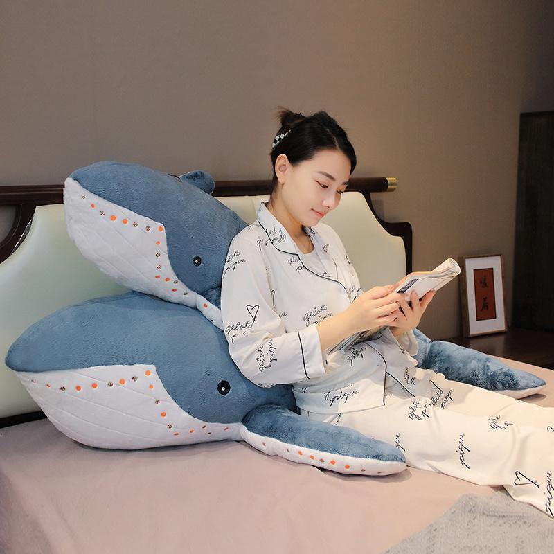 Giant New Whale Plush Toys Big Soft Stuffed Sleeping Pillow Cute Sea Animal Fish Blue Shark Doll Kids Baby Birthday Gift