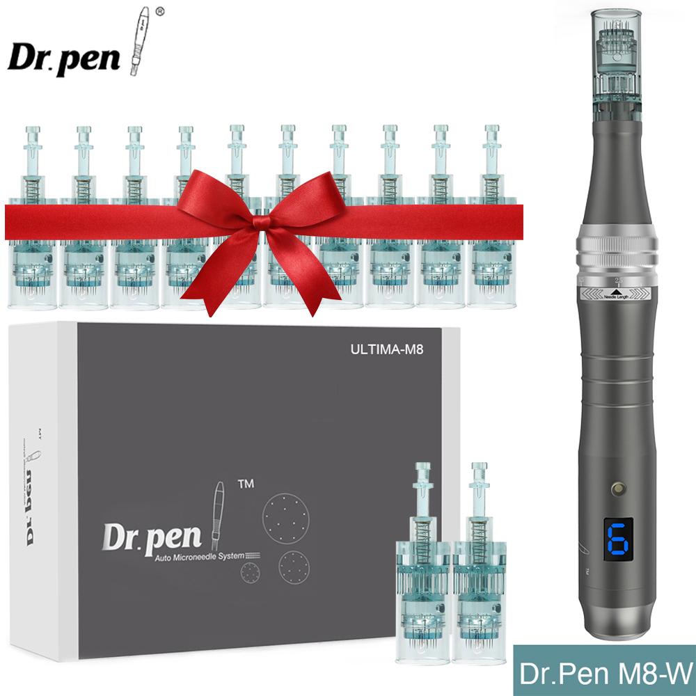 Dr.Pen M8W Перезаряжаемая ручка с микроиглами для мезотерапии, набор для ухода за кожей с 12 шт. картриджами, роликами для дермы, MTS, профессиональное устройство для салона красоты
