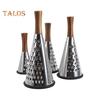 Stainless Steel Cone Cheese Grater with Wood Handle 3 Sided Vegetable Shredder for Grating Cheese Chocolate Vegetables Kitchen Shredder for Parmesan