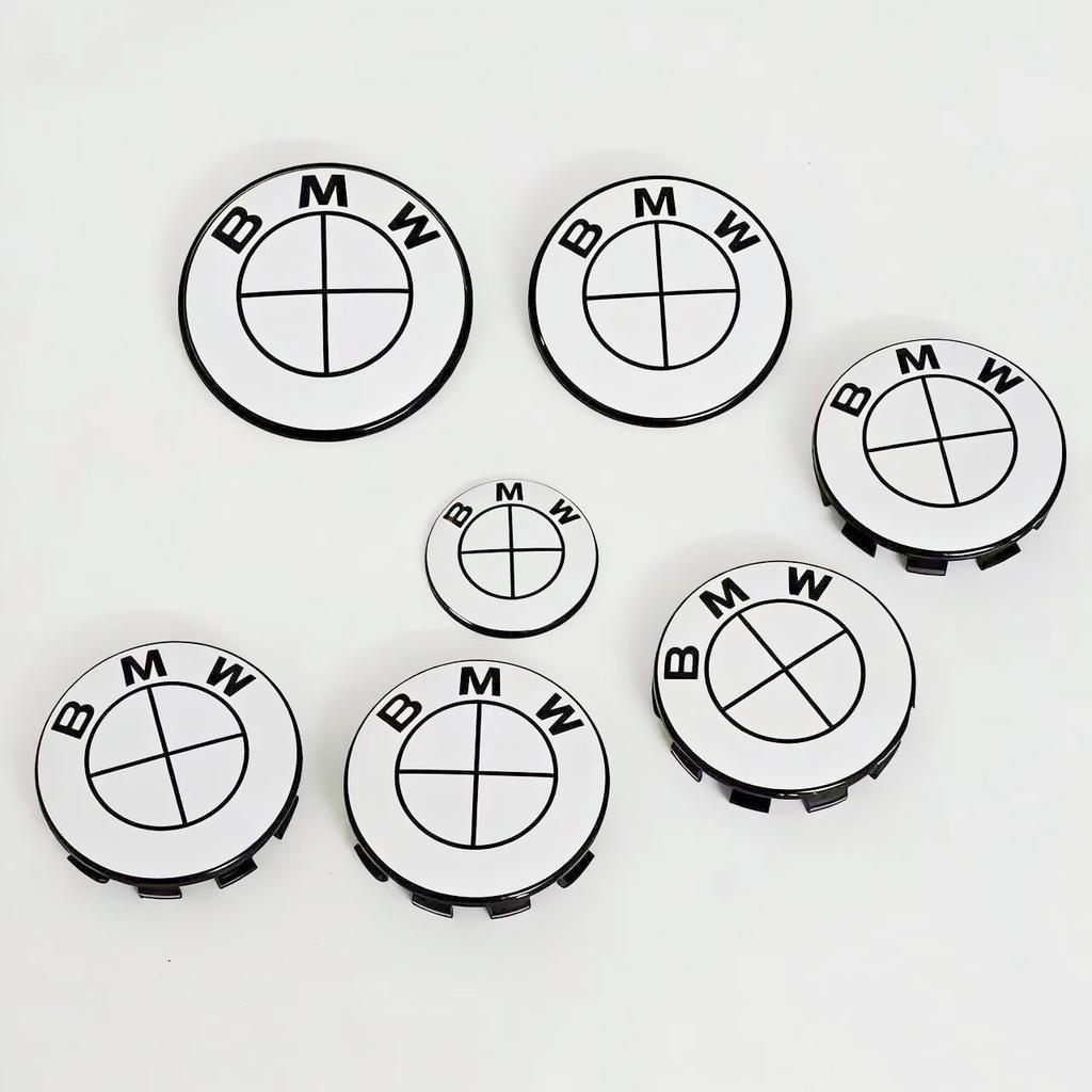 cvbsy2 New black white Logo for BMW F30 F32 F34 F20 X3 X5 X6 ABS badge logo sticker 74/82mm front/rear logo 56/68mm wheel hub cover.