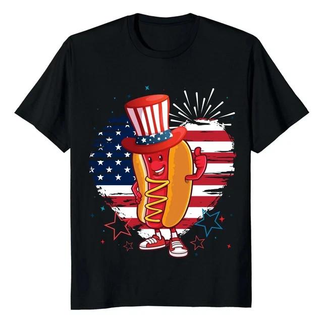 Funny Hot Dog'S 4Th Of July Fourth Of July Patriotic Usa Flag T-Shirt