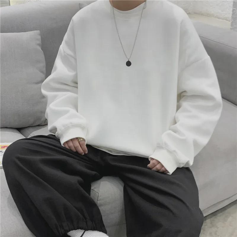 Мужская толстовка из утолщенного бархата осень/зима плюс - модная белая футболка с круглым вырезом