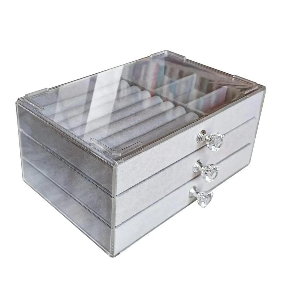 3-Layer Drawer Storage Box High-Capacity Earrings Necklaces Storage  Countertop Display