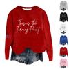 Women's Fashion Round Neck Pullover Top Long Sleeve Tee Printed Sweatshirt
