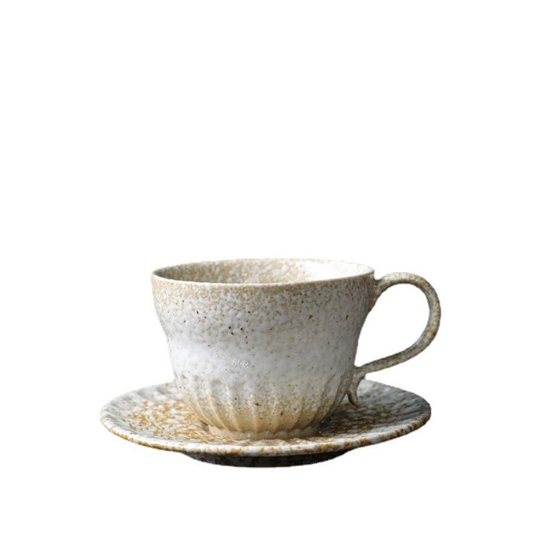 Japanese Retro Ceramic Cup Espresso Cup Saucer Set Afternoon Tea Coarse Pottery Small Capacity Coffee Cup