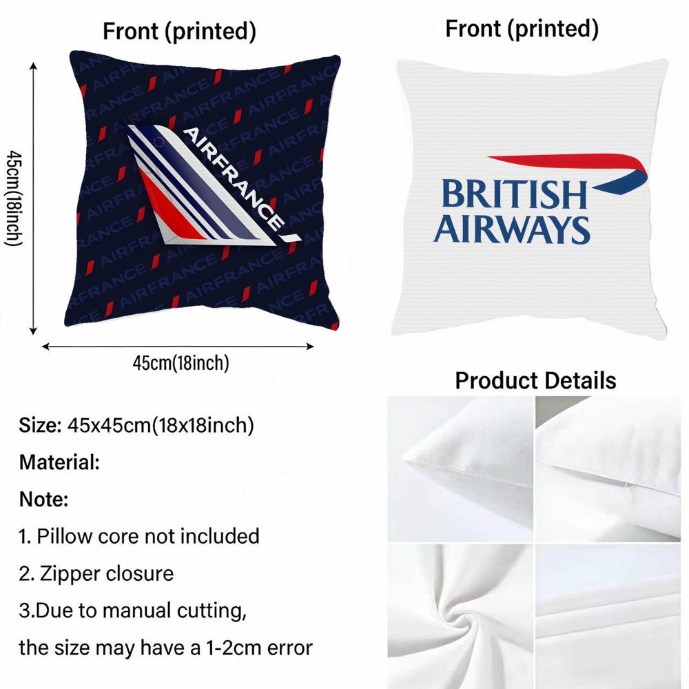 A-Air F-France Cushion Cover Natural Linen Pillowcase Set, All-In-One Decor For Sofa, Bedroom & Chair