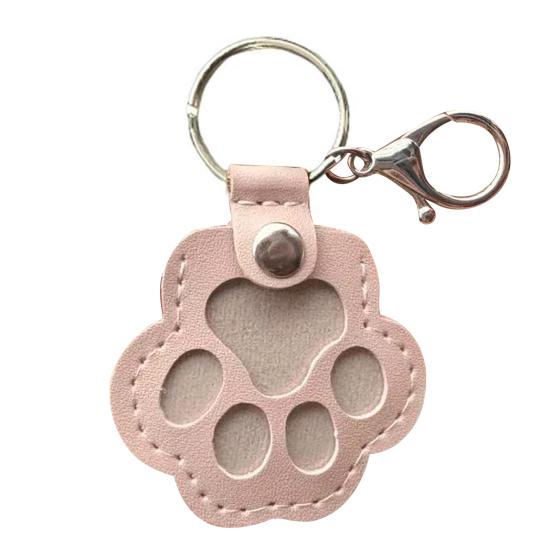 Pet Fur Storage Keychain Dog Cat Hair Memorial Keychain Faux Leather Paw Print Keepsake with Transparent Hair Storage Heartfelt Gift for Cat Dog