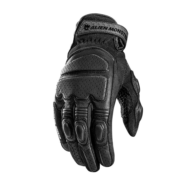 Best Selling Water Resistant Touch Screen Racing Glove Genuine Leather Knuckle Protector Full Finger Motorbike Gloves for Racing