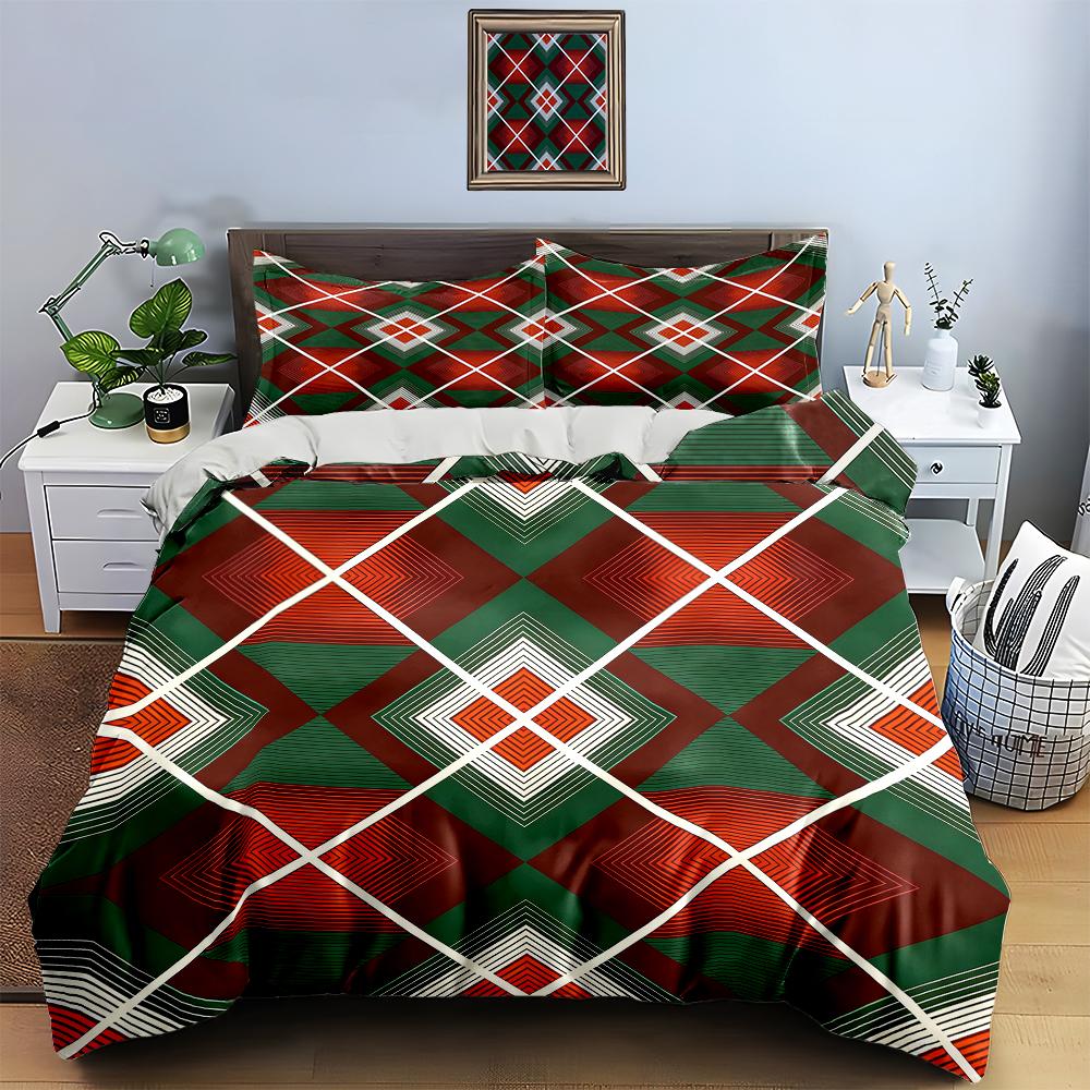 Geometric, diamond, striped. Bedding Duvet cover sets Duvet covers Pillowcases gifts (1 * Duvet Cover 2 * Pillowcases, without duvet insert)