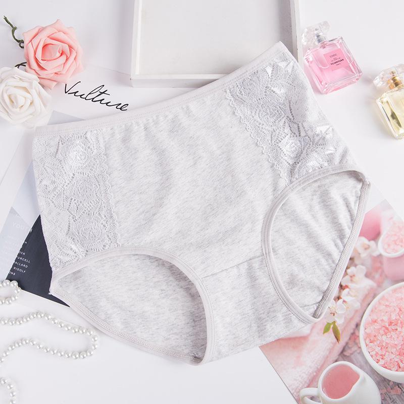 Женские кружевные трусы с высокой талией из чистого хлопка [90-170 фунтов]