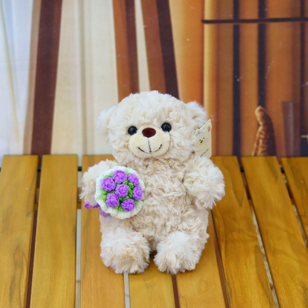 Romantic Bear Wear Rose Doll Woven Valentine's Day Ornament Gifts for Kids Rose Bear Doll  Shop