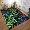 Colorful Alphabet Pattern Carpet with Vibrant Letters on Black Background Suitable for use as an anti-slip for living room bedroom sofas