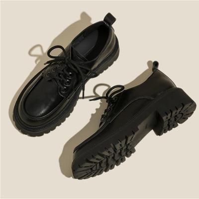 Модная женская кожаная обувь для отдыха в британском стиле, толстая подошва, женская обувь, весна и осень, новый стиль, повседневная кожаная обувь на платформе