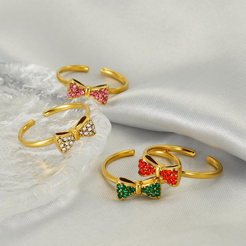 Простое и милое кольцо-бантик из нержавеющей стали, модное, легкое, роскошное, универсальное, открывающееся, регулируемое кольцо для женщин