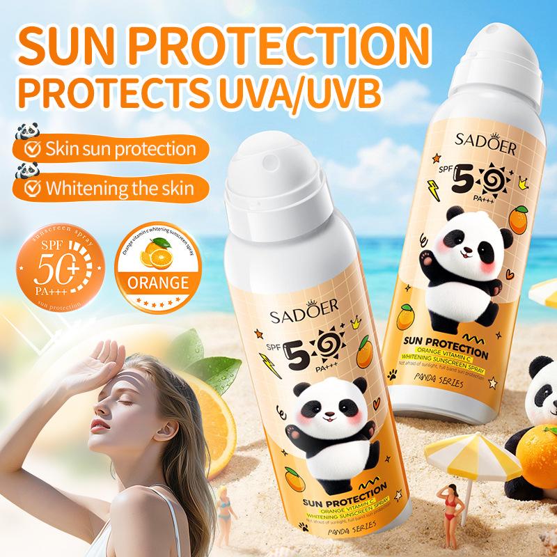 Orange Vitamin C Sunscreen Spray SPF50+ PA+++ UV Protection Hydrating Lightweight Sun Care Mist 150g