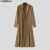 INCERUN Autumn Winter Men Lapel Neck Long Sleeve Open Front Long Corduroy Cardigan Coatsx