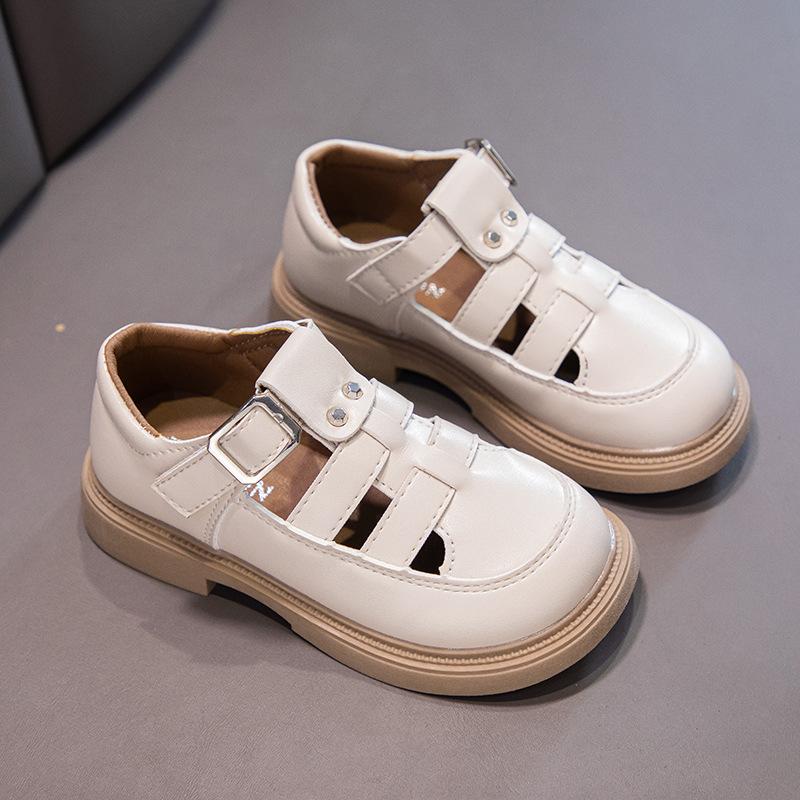 Летние новые сандалии для девочек Hollow Comfort Soft Bottom Leather Sandals Western Princess Shoes