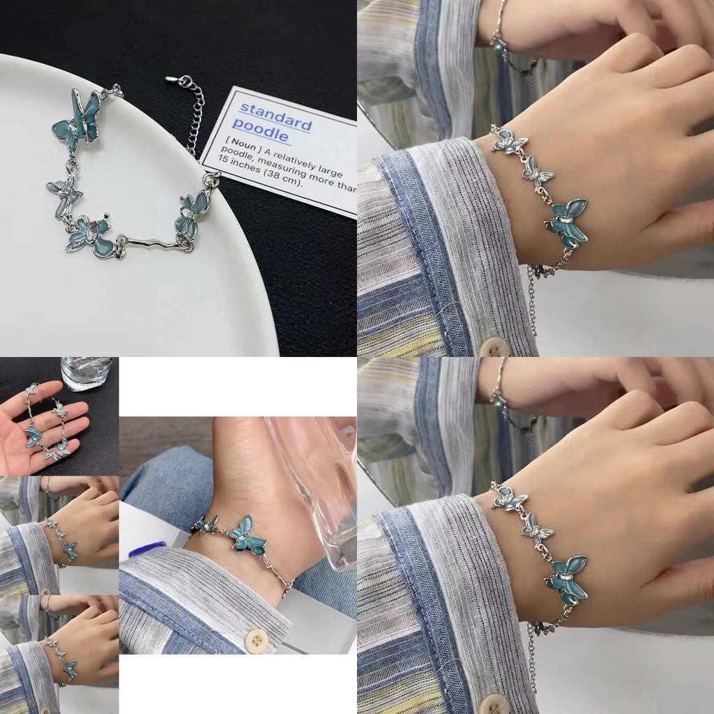 Stylish Alloy Plated Blue Butterfly Womens Bracelet Chic Summer Accessory