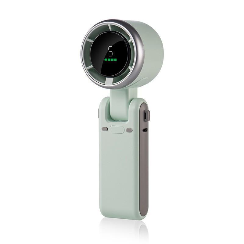 High-Speed Turbo Handheld Fan with Digital Display, Portable Foldable Design, Neck-Hanging Feature - Southeast Asia Bestseller N607.